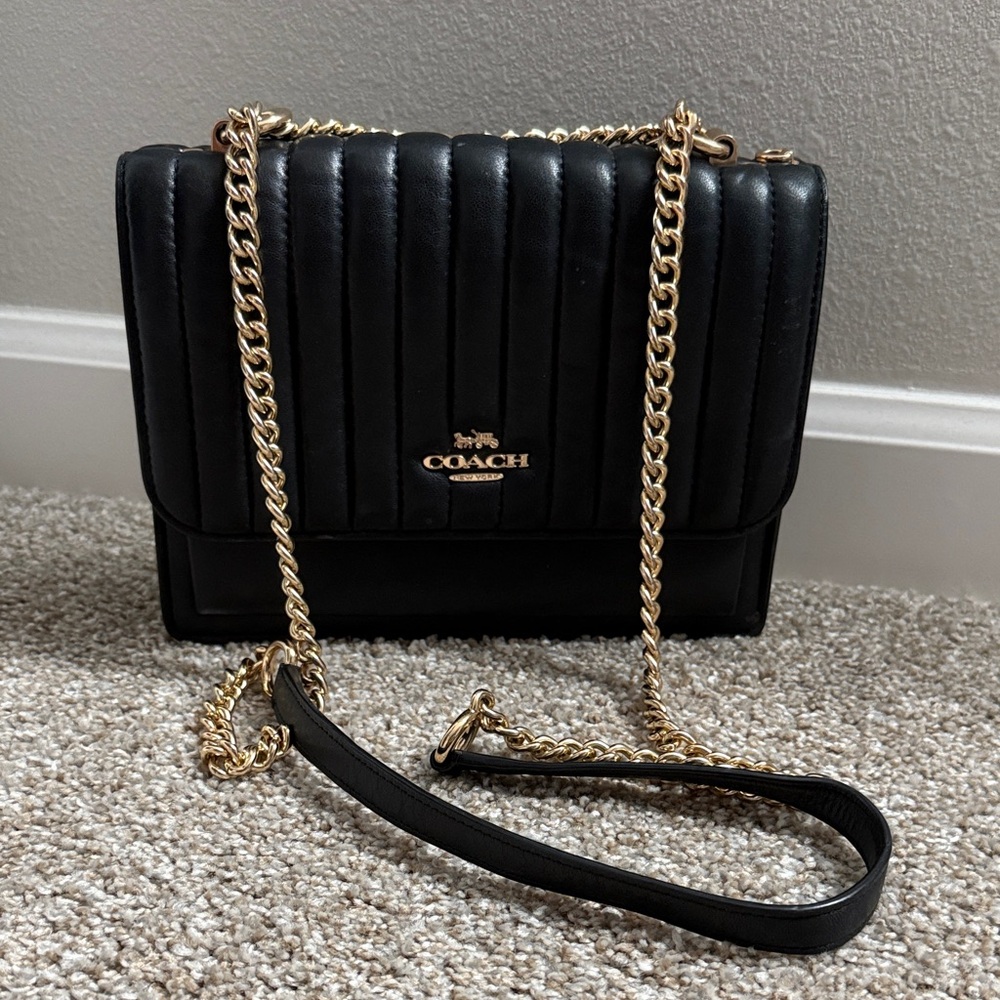Coach Black Crossbody Bag with Gold Chain
